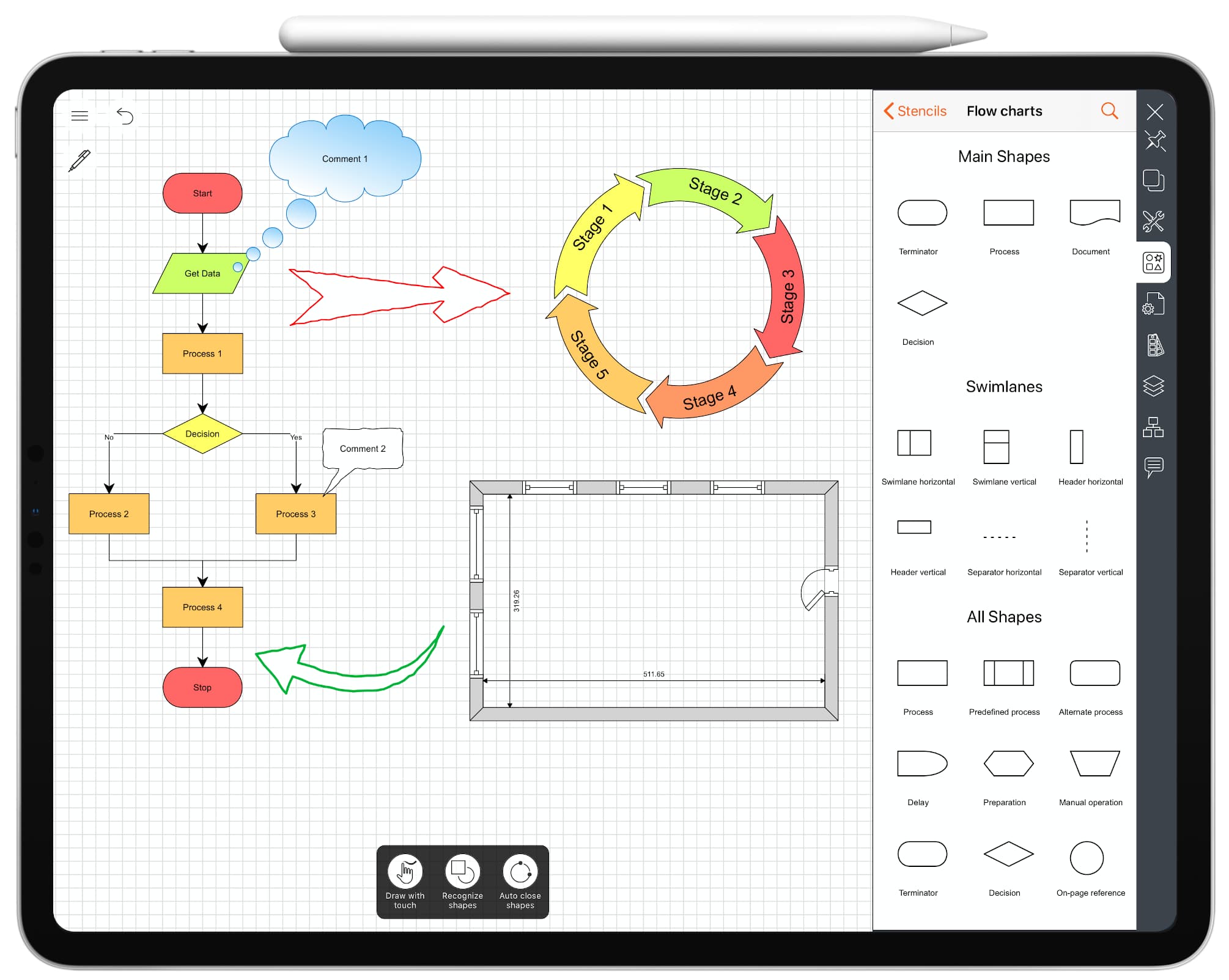 Windows 10, iPad, Android and Desktop Diagramming, Floor Planning and